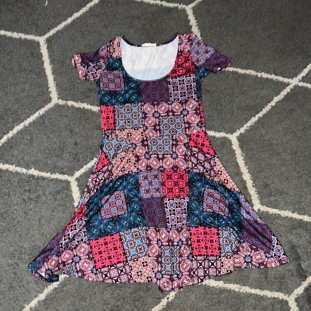 Street Fifteen Juniors Patchwork Print Swing Dress Size Small